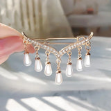 Flyshadow Sweet Light Luxury Geometry Hair Clips Jewelry Hair Clips for Women Fashion Elegance Pearl Pendant Tassel Hair Accessories