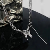 Flyshadow Streetwear Fashion Link Chain Splicing Clavicle Chain Autumn Winter Fashion Butterfly Necklace for Women Sweater Choker Chains