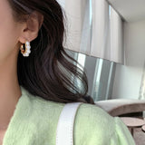 Flyshadow New Imitation Pearl U-shaped Metal Dangle Earrings Korean Dashion Jewelry Party Girl Luxury Accessories For Womans Gift