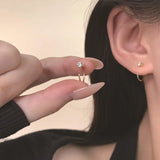 Flyshadow Elegent Minimalist Zircon Stud Earrings for Teens Ear Piercing Earrings Women Men Wedding Party Girl Jewelry Gifts