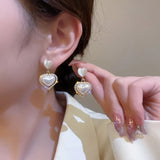 Flyshadow New Love Diamond Pearl Earrings Small and Luxury Light Luxury High Grade Versatile Earrings for Women