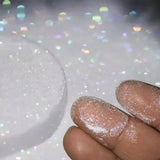 Flyshadow 0.1mm Ultra Fine Flurries Opal Whites Glitter,Iridescent white glitter ,Premium White Colorful Dust for Glitters French Nails