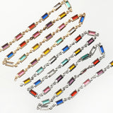 Flyshadow 1meter Colorful Crystal Beaded Chain Rectangle Glass Beads for Necklace Bracelet Chains Jewelry Making DIY Components Supplies