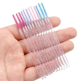 Flyshadow 50pcs Spiral Eyelash Brush Disposable Crystal Rod Straight Head Eyelash Brush Makeup Tool Mascara Wand Applicator Extension New