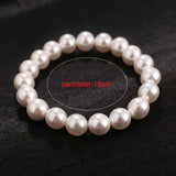 Flyshadow Classic Elegant Elastic White Pearl Bracelet For Women Men Wedding Banquet Stretch Bracelets 6-12mm Beads Handmade Jewelry Gift