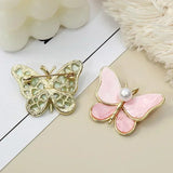 Flyshadow Women Fashion Creative Gifts Versatile Clothing Accessories Temperament White Butterfly Brooch Pearl Anti Glare Brooches Decor