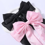 Flyshadow 2Pcs/Set Elegant Bow Ribbon Hair Clip Women Fashion Solid Bowknot Satin Hairpin Barrettes Girls Ponytail Clip Hair Accessories