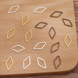 Flyshadow 20pcs Geometric Diamond Shape Charm Gold Color Pendants Bezels Hollow Pressed Charm for Resin Frame Mold DIY Jewelry Making