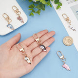 Flyshadow Enamel Cat Keychain Clips Alloy Trigger Snap Hooks Keyring Hanging Pendants Key Holder for Purse Backpack Ornament Accessories