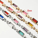 Flyshadow 1meter Colorful Crystal Beaded Chain Rectangle Glass Beads for Necklace Bracelet Chains Jewelry Making DIY Components Supplies