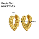 Flyshadow Trendy Vintage Simple Lines Heart Shaped Hoop Earrings for Women Y2K Jewelry Party Punk Spiral Ear Buckle Daily Wear Accessories