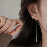 Flyshadow New Women Elegent Letter D Long Tassel Earrings Wire Dangle Earrings Hanging Brincos Party Piercing Daily Jewelry Gift Bijoux