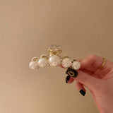 Flyshadow Delicate Hair Clip Pearl Barrettes Female Grip Elegant Hair Accessory with Metal Heart