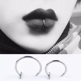 Flyshadow New Punk 8/10mm Titanium Steel Lip Rings Cuff Clip on Fake Labret Piercing Ear Nose Hoops Unisex Women Septum Body Jewelry