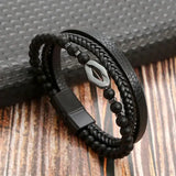 Flyshadow Classic Men's Leather Bracelet New Style Hand-woven Multi-layer Combination Accessory Fashion Man Jewelry