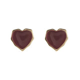 Flyshadow Romantic Love Heart Stud Earrings for Women Girls Elegant Party Jewelry Cute Sweet Wine Red Enamel Oil Small Earrings Gift