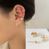 Flyshadow Gold Color Cute Clip Earrings Female Buckle Ear Cuff No Piercings Fake Cartilage Ear for Women Fashion Party Jewelry