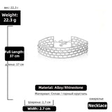 Flyshadow Rhinestone Shiny Hollow Square Geometric Women's Clavicle Chain Multi-layer Fashion Necklace For Women Jewelry Accessories 2024