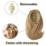 Flyshadow Synthetic Claw Clip In Ponytail Hair Extensions 14 Inch Wavy Hairpiece Fake Blonde Black Hair False Pigtail With Elastic Band