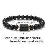 Flyshadow 12 Constellations Zodiac Beads Bracelets For Women Men Matte Black Agate Elastic Wristbands Jewelry Rosary Birthday Gift