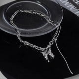 Flyshadow Streetwear Fashion Link Chain Splicing Clavicle Chain Autumn Winter Fashion Butterfly Necklace for Women Sweater Choker Chains