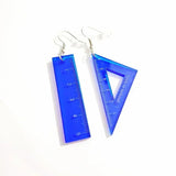 Flyshadow Funny Jewelry Math Ruler Triangle Acrylic Material Pendant 4 Colors Available Fashion Cute Earrings For Women Girls Gifts