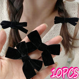 Flyshadow French Retro Black Velvet Bowknot Ribbon Hair Clip Girl Small Hairpin Bobby Pin Girls Bow Barrettes Sweet Headwear Accessories