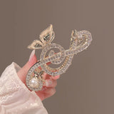 Flyshadow New Women Elegant Music Note Shape Hair Clips Luxury  Rhinestone Decor Ponytail Claw Clip ACCESSORI FOR GIRL Heawear accessory