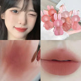 Flyshadow Matte Keychain Lip Gloss Waterproof Non-Stick Cup Long Lasting Moisturizing Cute Rabbit Nude Red Lip Glaze Tint Korean Cosmetics