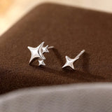 Flyshadow Silver Color Metal Star Earrings for Women Classic Trendy Jewelry Girls Sweet Cute Geometry Small Stud Earrings As Gift