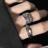 Flyshadow Y2K Irregular Crystal Stone Rings Zircon Star Moonstone Open Rings for Women Vintage Geometric Aesthetic Egirl Ring Set  Jewelry