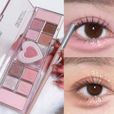 Flyshadow 12Colors Love Heart Pink Eyeshadow Palette Natural Cool Tone Low Saturation Matte Eye Shadow Pallet Brown Korean Makeup Cosmetic