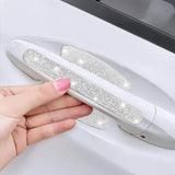 Flyshadow 8Pcs Rhinestone Car Door Bowl Anti-scratch Reflective Stickers Door Bowl Handle Protection Sticker Anti-scratch Protection Strip