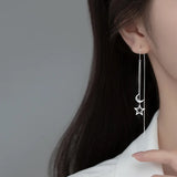 Flyshadow New Fashion korean earrings for Women luxurious Chain Tassel Drop Earrings Retro Silver Color Hanging earrings trend Jewelr