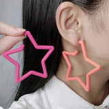 Flyshadow Simple Exaggerated Hoop Earring Women Colorful Star Rhomboid Big Hoop Geometric Fashion Statement Earring Wholesale Punk Jewelry