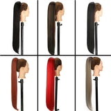 Flyshadow 30inch Straight Drawstring Ponytail Red Natural Straight Pony Tail Hairpiece Synthetic Fibre Clip in Horse Tail Hair Extension