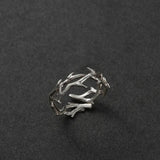 Flyshadow Instagram Style Punk Irregular Thorn Couple Ring Vintage Hip Hop Personalized Men's Adjustable Finger Ring Women's Lover Jewelry