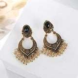 Flyshadow Creative Fashion European and American Retro Exaggerated Ethnic Style Carved Beads Tassel Earrings Accessories Creative Gifts