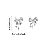 Flyshadow Korean Bowknot Zircon Stud Earrings for Women Trendy Cute Pink Crystal Earrings Personality Y2k Earring Girl Party Jewelry Gifts