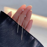 Flyshadow Trend Long Wire Tassel Thread Chain Climb Star Heart Beads Pendants Drop Earrings Women's Straight Hanging Earings Jewelry