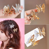 Flyshadow Moving Butterfly Edge Hair Clip Hanfu Hair Accessories Side Clip Bangs Duckbill Antique Metal Spring Clip