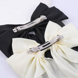 Flyshadow 2Pcs/Set Elegant Bow Ribbon Hair Clip Women Fashion Solid Bowknot Satin Hairpin Barrettes Girls Ponytail Clip Hair Accessories