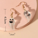 Flyshadow Cute Resin Ghost Dangle Earrings for Women Charm Transparent Spirit Drop Earrings Girls Party Halloween Jewelry Accessories