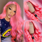 Flyshadow Pink Lace Front Wig Human Hair 13x4 13x6 Hd Lace Frontal Wig Brazilian 613 Colored Body Wave Lace Front Wigs For Black Women