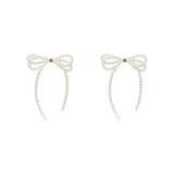 Flyshadow Bow Tassel Women's Earrings Sweet and Romantic Korean Fashion Imitation Pearl Luxury Gift Wedding Earrings For Ladies Jewelry