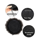 Flyshadow Kids Hair Puff Natural Black Synthetic Mini Afro Puff Drawstring Ponytail for Girls 2PC 4 Inch Kinky Curly Hair Updo Chignon