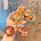 Flyshadow Funny Bicycle Keychain 360 ° Rotating Handlebar Detachable Seat Keyring Children's Toys Sports Lover Gift Backbag Accessories