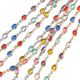 Flyshadow 1meter Glass Crystal Oval Beads Copper Chain for Necklace Bracelet Jewelry Making DIY Bohemian Colorful Chains