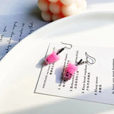 Flyshadow Creative Bubble Milk Tea Cup Drop Earrings for Women Fashion Handmade Resin Cute Bottles Earring Girls Party Jewelry Accessories