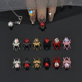 Flyshadow 10PCS 3D Luxury Alloy Spider Nail Charms Rhinestones Accessories Halloween Nail Art Decoration Supplies Manicure Decor Materials